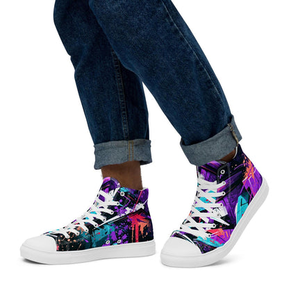 Urban Splash High-Tops - Mens high top canvas shoes. Canvas sneakers with graffiti design, streetwear style, bold colors, custom look