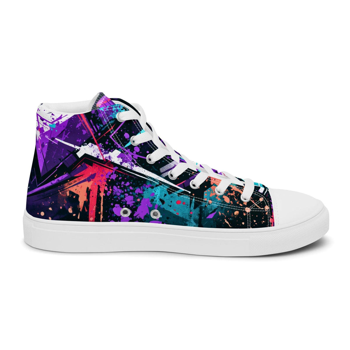 Urban Splash High-Tops - Mens high top canvas shoes. Canvas sneakers with graffiti design, streetwear style, bold colors, custom look