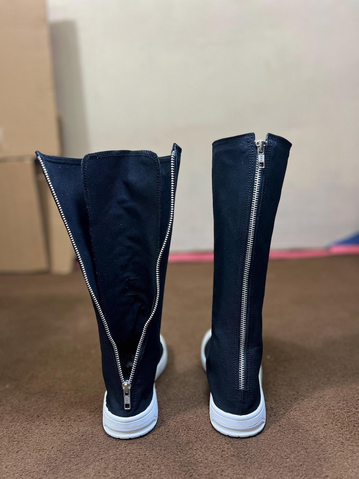 Custom Knee High Canvas Sneakers, Handmade Lace Up Streetwear Footwear