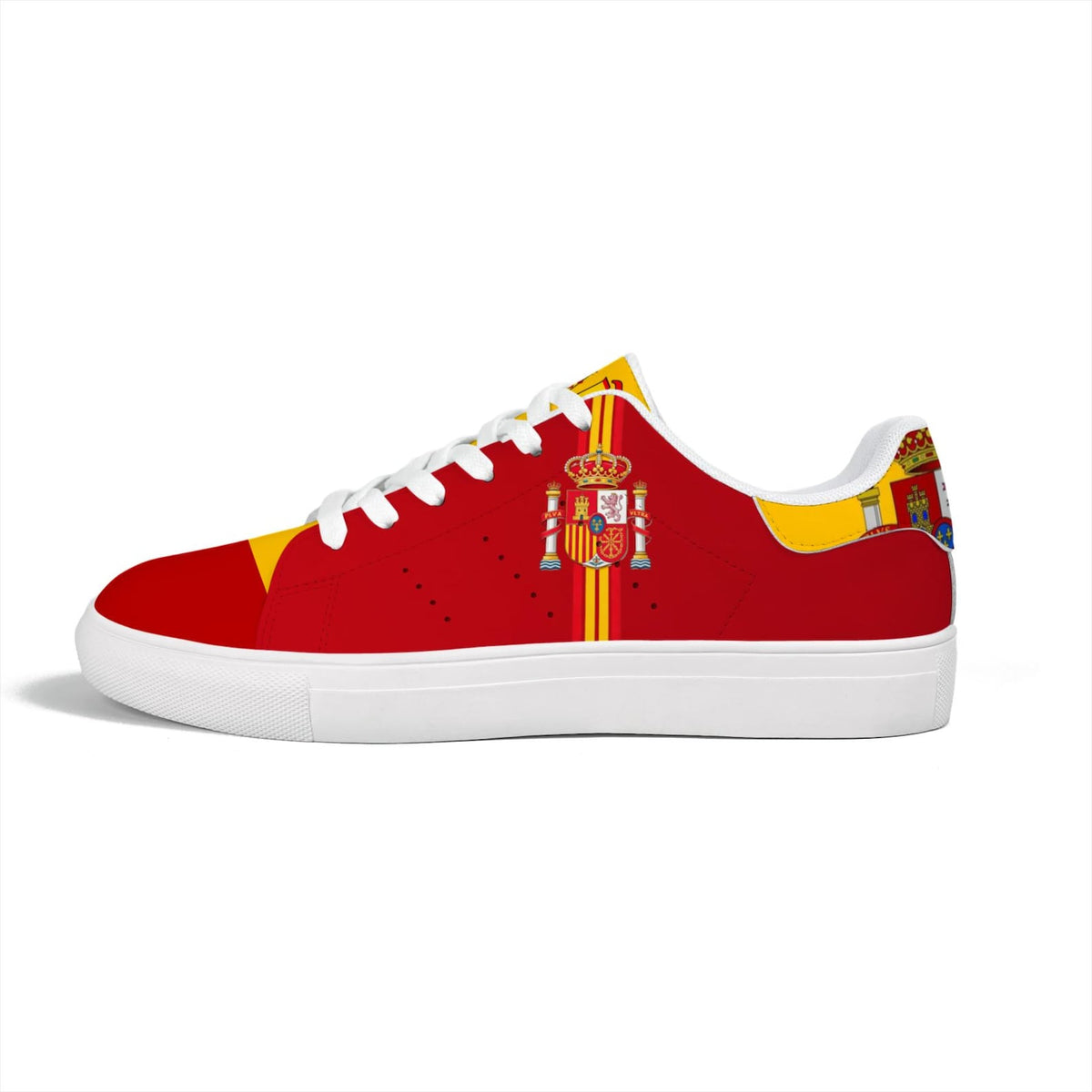 Custom Graffiti Sneakers, Hand-Painted Spain Flag Design, Football Fan Gift