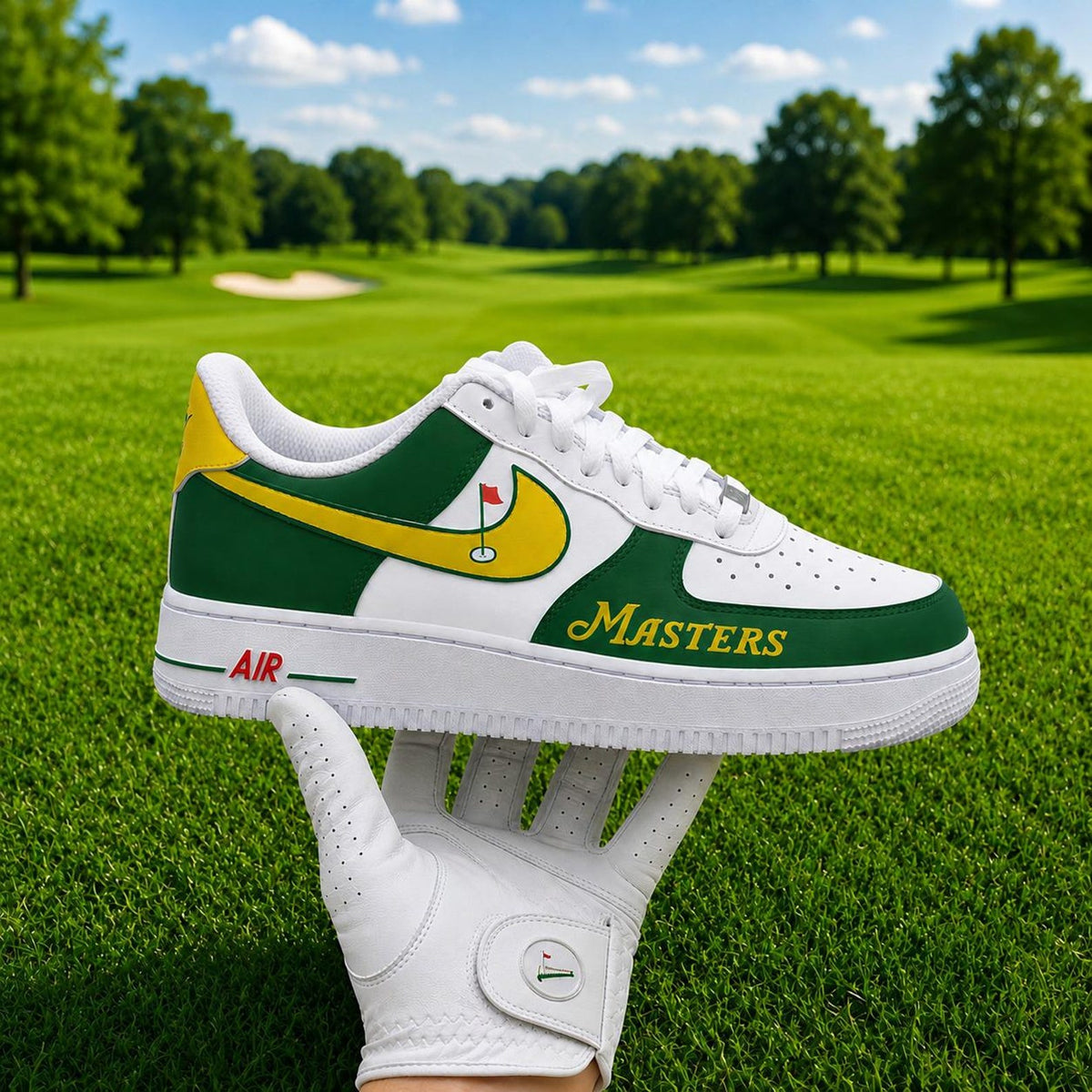 Custom Golf Air Force 1 Shoes, Personalized Golf Masters AF1 Sneakers, Hand Painted Golf Sneakers, Augusta Golf Masters Shoes