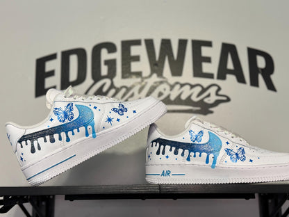 Blue Butterfly Custom Hand Painted Sneakers