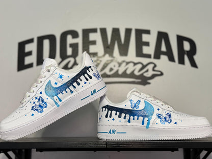 Blue Butterfly Custom Hand Painted Sneakers