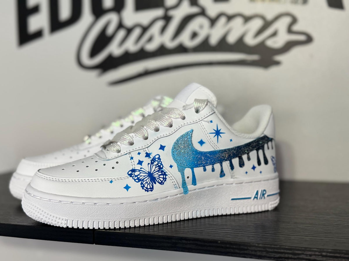 Blue Butterfly Custom Hand Painted Sneakers