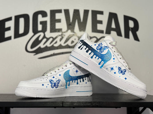 Blue Butterfly Custom Hand Painted Sneakers