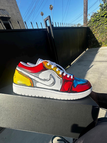 Custom Hand Painted Air Jordan 1 Low | Comic Book Style Sneakers | Cel Shaded Jordans | One-of-One Collectible Art Shoes