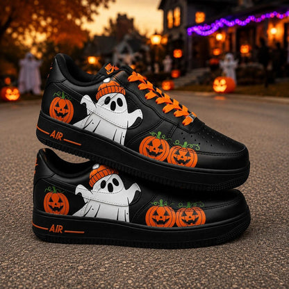 Custom Halloween Ghost Pumpkin Air Force 1 Sneakers, Hand Painted Halloween Ghost  AF1 Shoes, Halloween Custom Sneakers, Halloween Gift