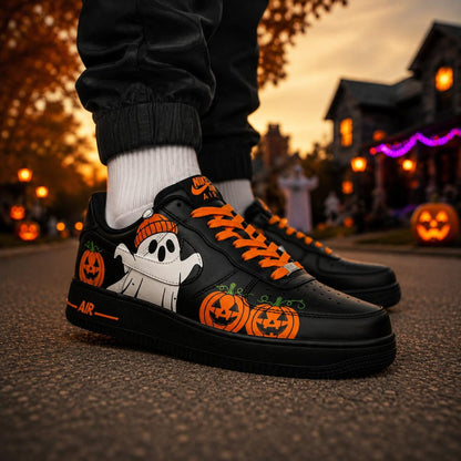 Custom Halloween Ghost Pumpkin Air Force 1 Sneakers, Hand Painted Halloween Ghost  AF1 Shoes, Halloween Custom Sneakers, Halloween Gift