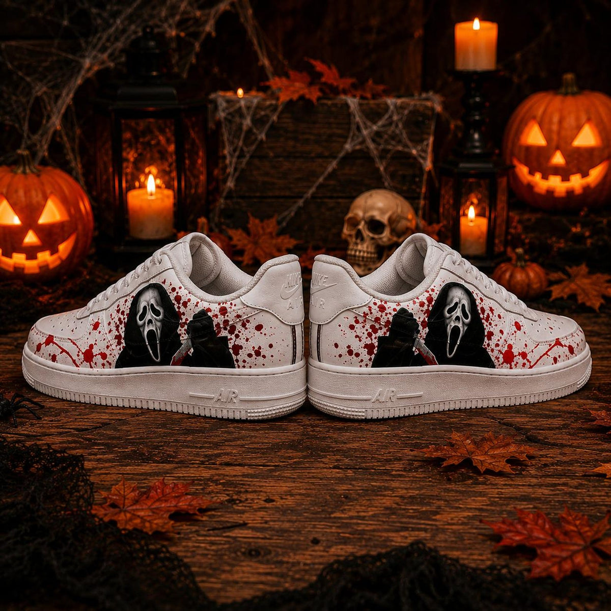 Hand Painted Ghostface Air Force 1 Sneakers, Custom Ghost  AF1 Shoes, Halloween Horror Sneakers, Halloween Shoes Gift