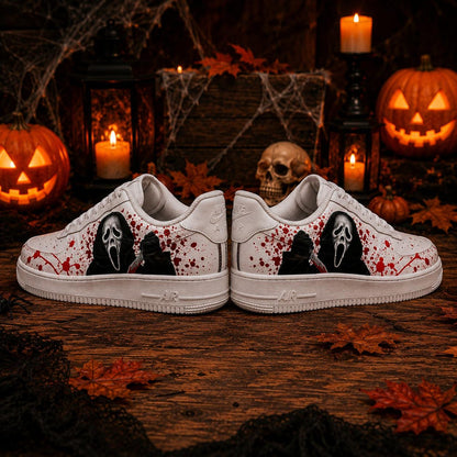 Hand Painted Ghostface Air Force 1 Sneakers, Custom Ghost  AF1 Shoes, Halloween Horror Sneakers, Halloween Shoes Gift