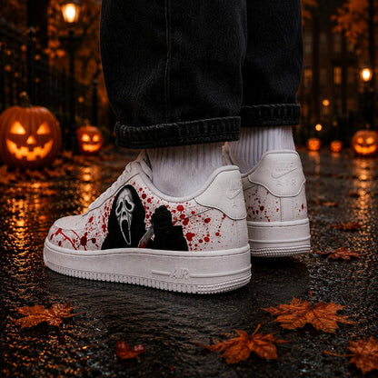 Hand Painted Ghostface Air Force 1 Sneakers, Custom Ghost  AF1 Shoes, Halloween Horror Sneakers, Halloween Shoes Gift