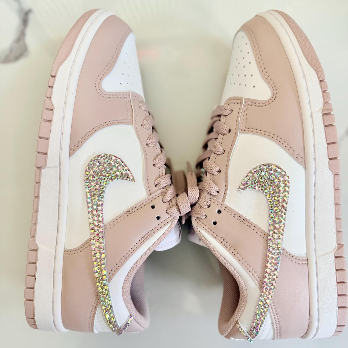 Custom Rhinestone Nike Dunks | Sparkle Swoosh Sneakers (Handmade)