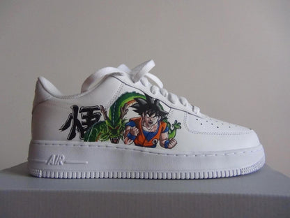 Custom hand-painted Nike Air Force One Dragon Ball sneakers.