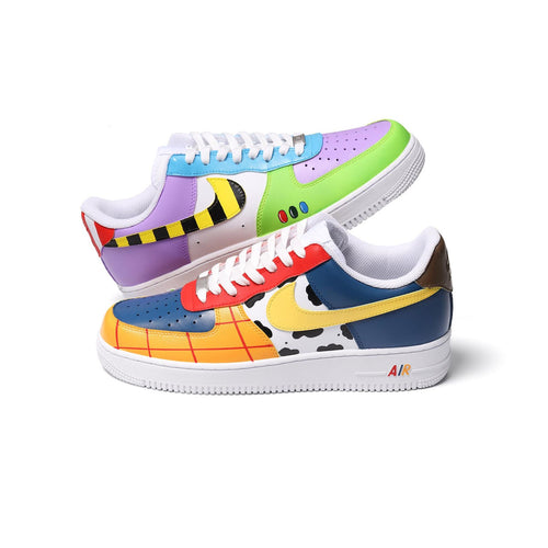 Custom Air Force 1 Sneakers, Hand Painted Retro Toy Inspired Shoes, Colorful Childhood Design