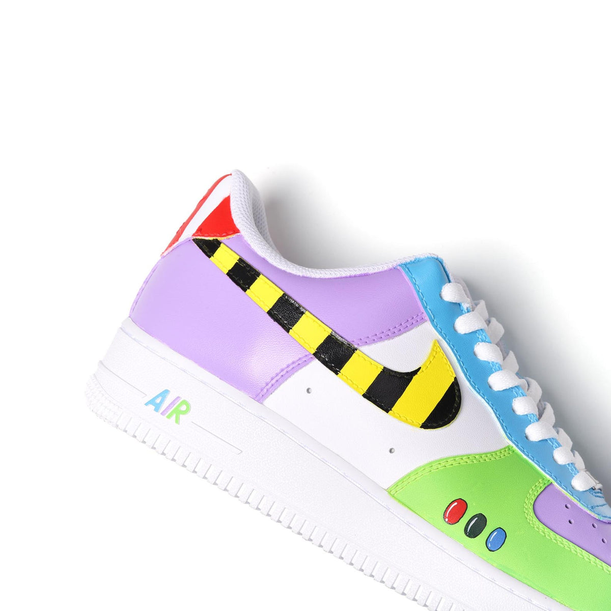 Custom Air Force 1 Sneakers, Hand Painted Retro Toy Inspired Shoes, Colorful Childhood Design