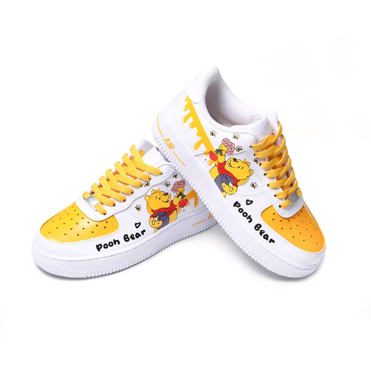 Custom Air Force 1 Sneakers, Hand Painted Honey Bear Inspired Shoes, Honey Drip Details