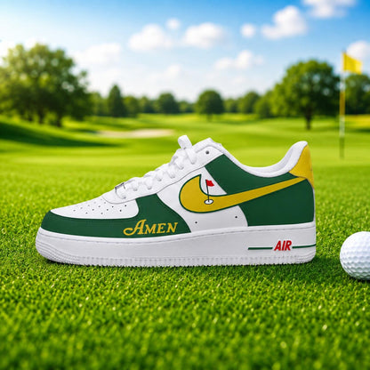 Custom Golf Air Force 1 Shoes, Personalized Golf Masters AF1 Sneakers, Hand Painted Golf Sneakers, Augusta Golf Masters Shoes