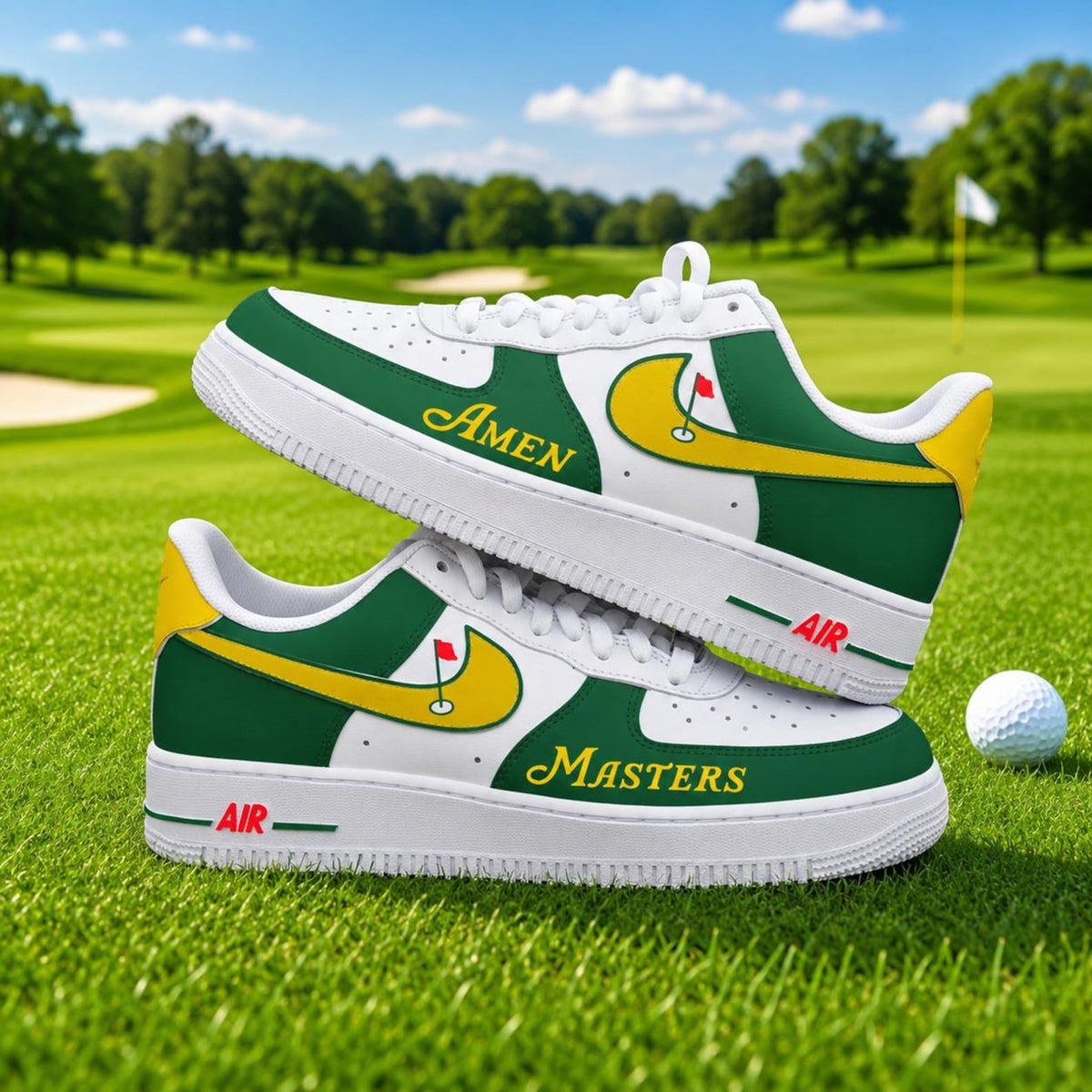Custom Golf Air Force 1 Shoes, Personalized Golf Masters AF1 Sneakers, Hand Painted Golf Sneakers, Augusta Golf Masters Shoes
