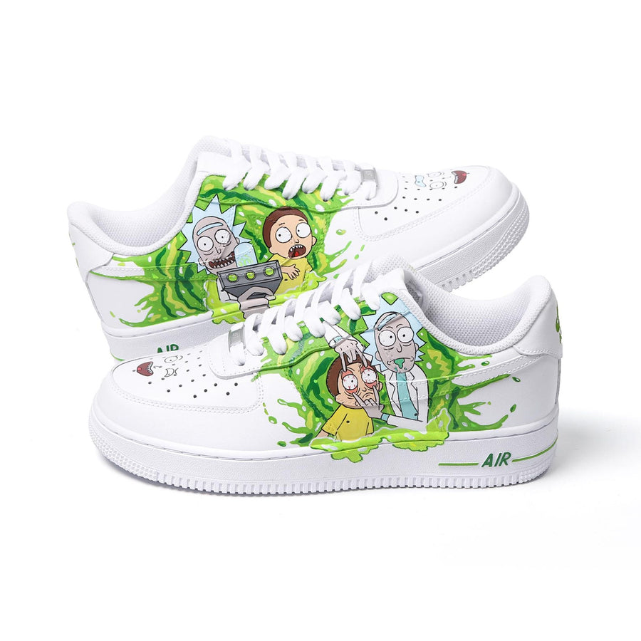 Custom Mad Scientist Sneakers, Hand-Painted Air Force 1, Dimension Travel Inspired Shoes