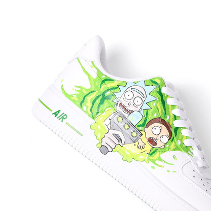 Custom Mad Scientist Sneakers, Hand-Painted Air Force 1, Dimension Travel Inspired Shoes