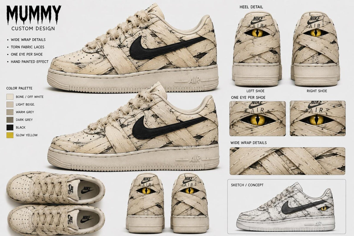 Custom Mummy Sneakers | Hand Painted Halloween Shoes | Horror Air Force 1