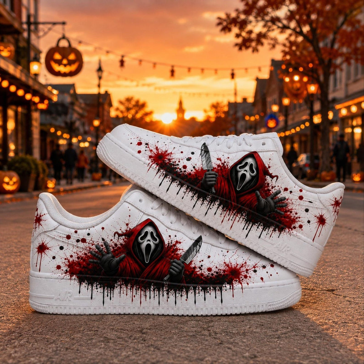 Hand Painted Ghostface Air Force 1 Shoes, Custom Halloween Ghostface  AF1 Sneakers, Halloween Horror Sneakers, Gift for People