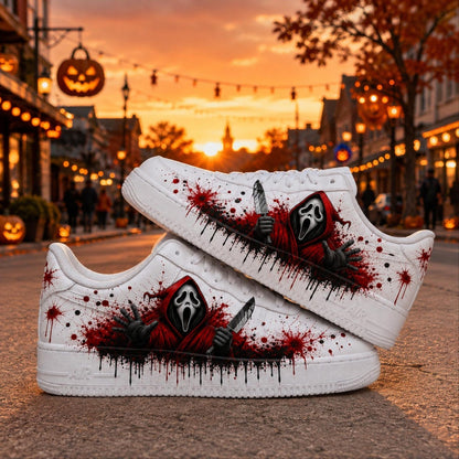 Hand Painted Ghostface Air Force 1 Shoes, Custom Halloween Ghostface  AF1 Sneakers, Halloween Horror Sneakers, Gift for People