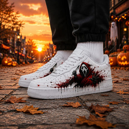 Hand Painted Ghostface Air Force 1 Shoes, Custom Halloween Ghostface  AF1 Sneakers, Halloween Horror Sneakers, Gift for People