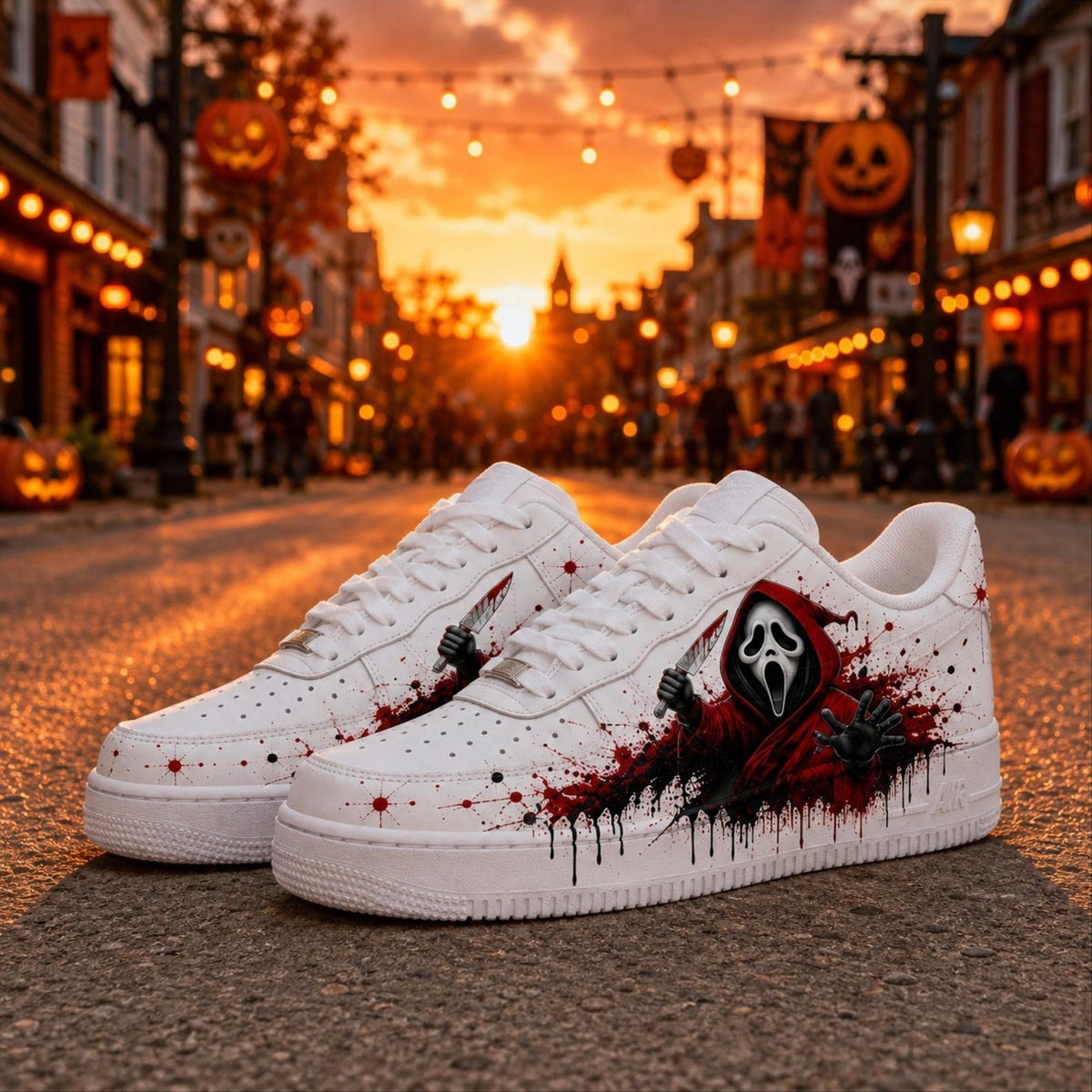 Hand Painted Ghostface Air Force 1 Shoes, Custom Halloween Ghostface  AF1 Sneakers, Halloween Horror Sneakers, Gift for People