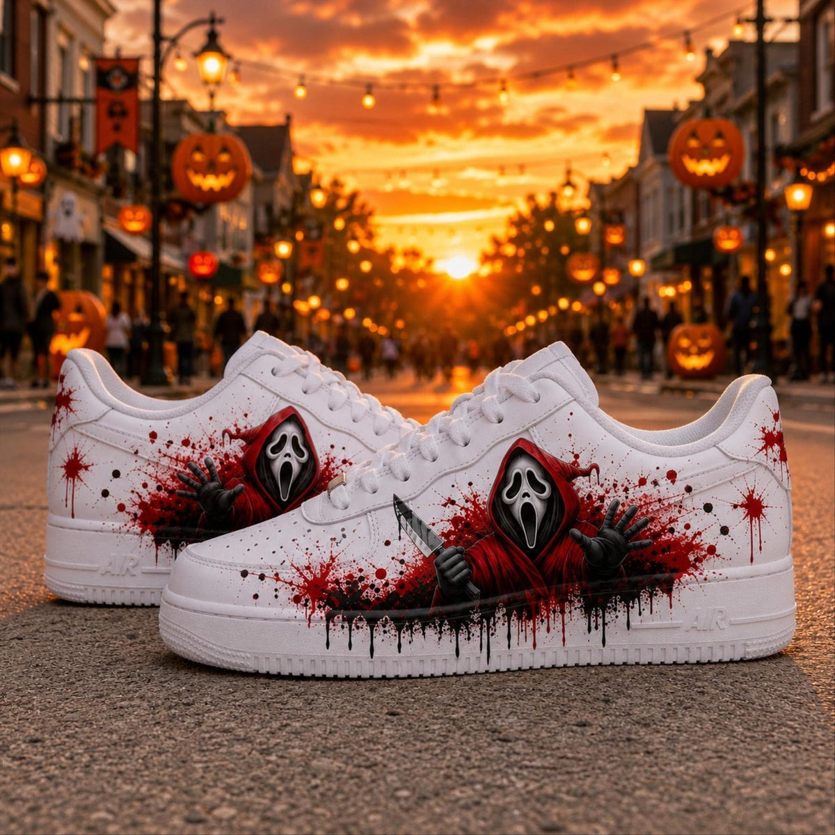 Hand Painted Ghostface Air Force 1 Shoes, Custom Halloween Ghostface  AF1 Sneakers, Halloween Horror Sneakers, Gift for People