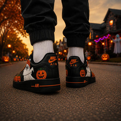 Custom Halloween Ghost Pumpkin Air Force 1 Sneakers, Hand Painted Halloween Ghost  AF1 Shoes, Halloween Custom Sneakers, Halloween Gift