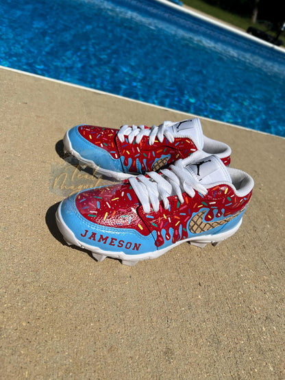 Customizable Hand Painted YOUTH Baseball Cleats