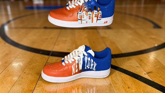 Orange and Blue Skies Custom Hand-Painted Sneakers | Made to Order