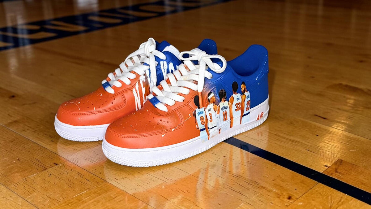 Orange and Blue Skies Custom Hand-Painted Sneakers | Made to Order
