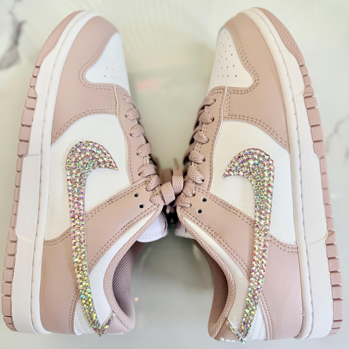 Custom Rhinestone Nike Dunks | Sparkle Swoosh Sneakers (Handmade)