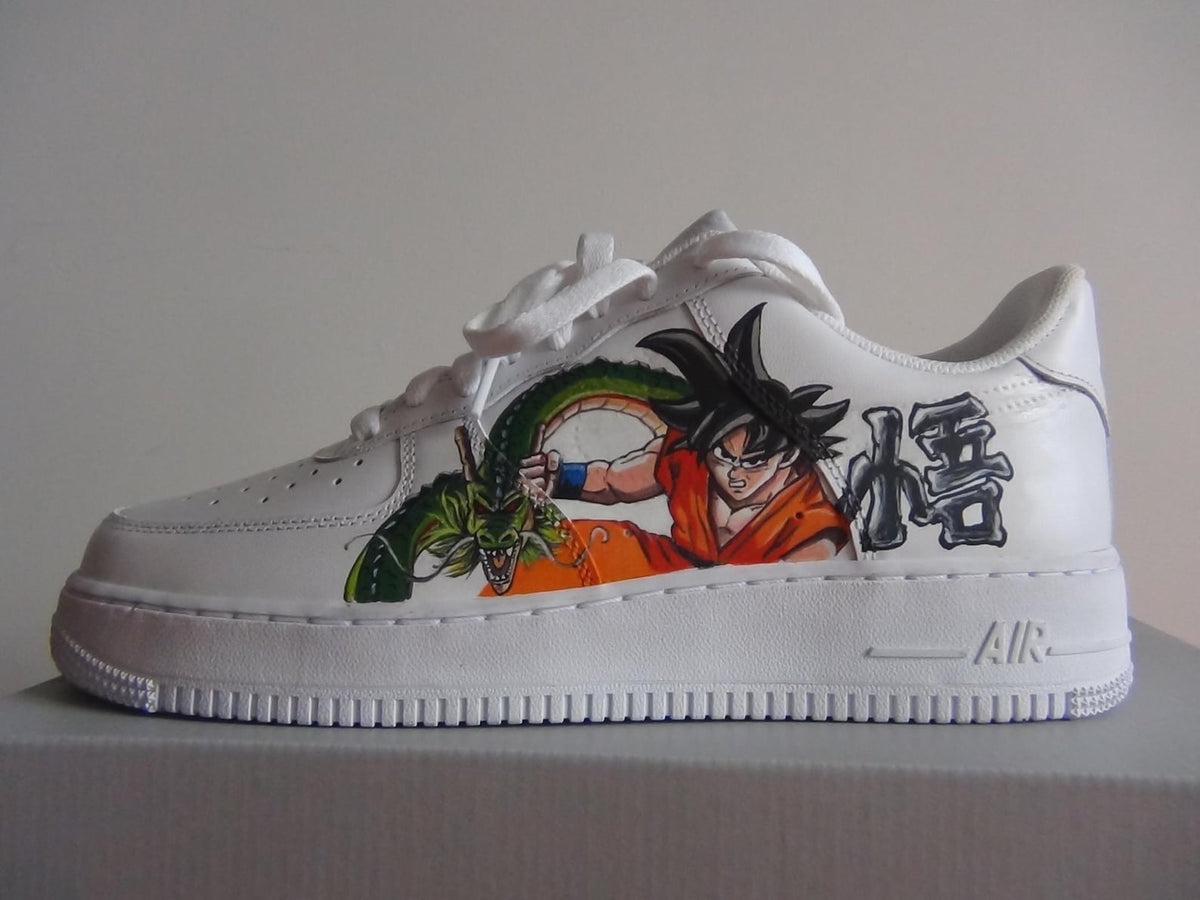 Custom hand-painted Nike Air Force One Dragon Ball sneakers.