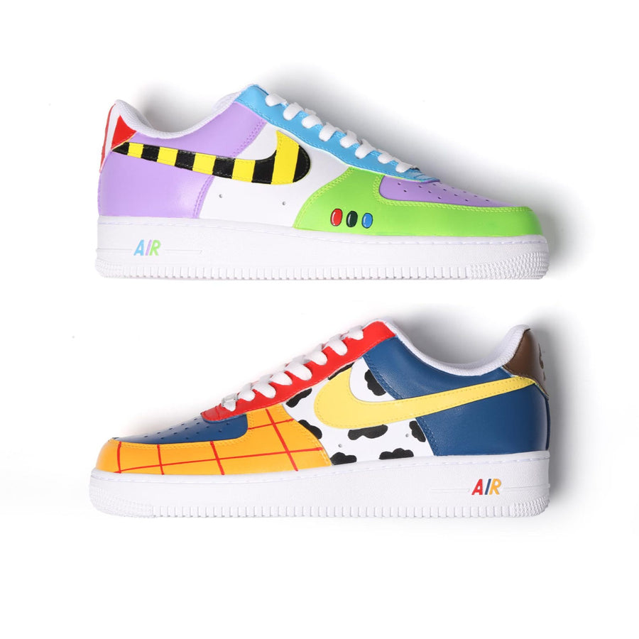 Custom Air Force 1 Sneakers, Hand Painted Retro Toy Inspired Shoes, Colorful Childhood Design