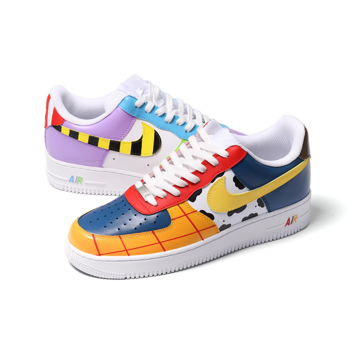 Custom Air Force 1 Sneakers, Hand Painted Retro Toy Inspired Shoes, Colorful Childhood Design