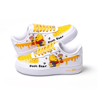 Custom Air Force 1 Sneakers, Hand Painted Honey Bear Inspired Shoes, Honey Drip Details