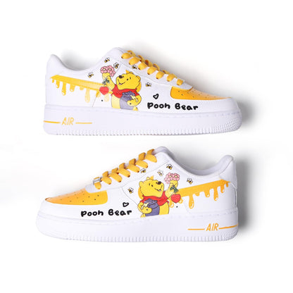 Custom Air Force 1 Sneakers, Hand Painted Honey Bear Inspired Shoes, Honey Drip Details