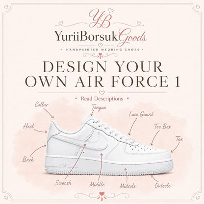 Hand-Painted Cotton Candy Drip Air Force 1 Sneakers, Custom Wedding Shoes (Made to Order)