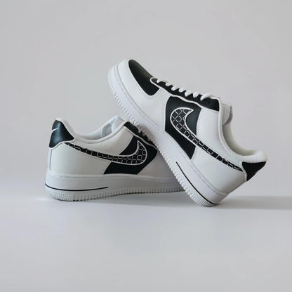 Custom White AF1 Printstream – Hand Painted Abstract Digital Camouflage, Unique Sneakers, Cyberpunk Streetwear Shoes for Gamers