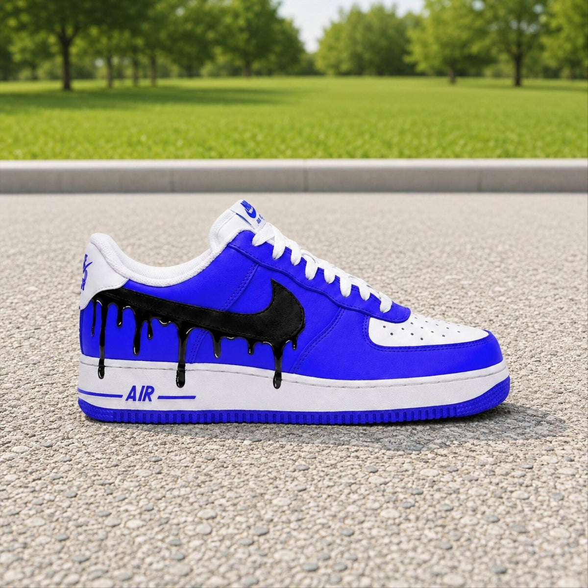 Hand Painted White Blue Drip Air Force 1 Sneakers, Custom Blue Drip AF1 Shoes, Custom Sneakers Gift, Streetwear Gift