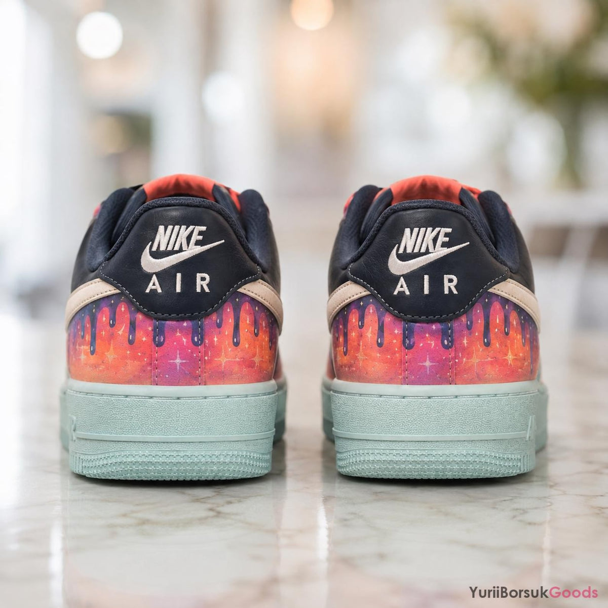 Hand-Painted Aurora Drip Air Force 1 Sneakers, Custom Galaxy Streetwear (Made to Order)