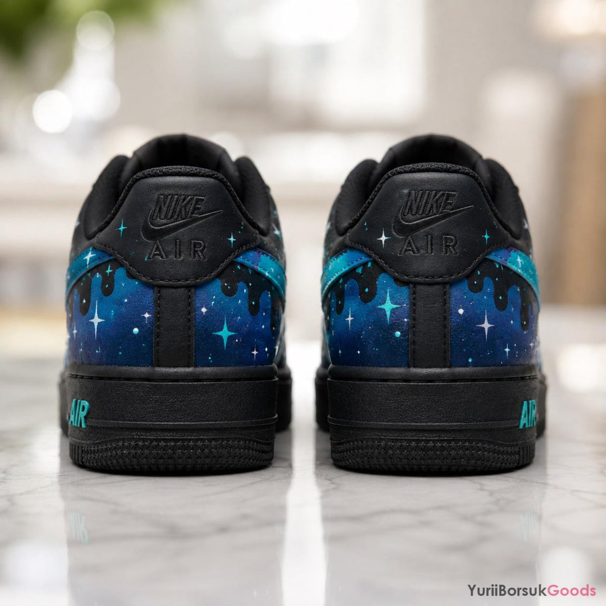 Custom Hand-Painted Air Force 1 Sneakers, Deep Sea Drip Design, Streetwear Gift