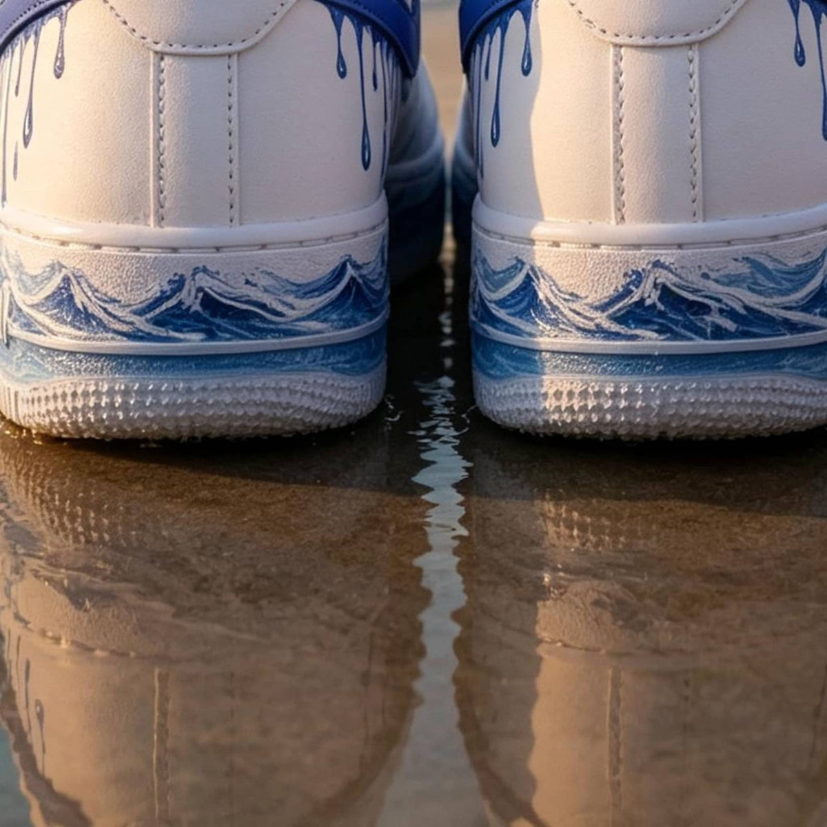 Custom Air Force 1 Shoes, Hand Painted Ocean AF1, Drip Style Shoes For Him