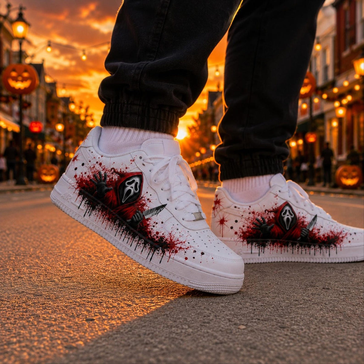 Hand Painted Ghostface Air Force 1 Shoes, Custom Halloween Ghostface  AF1 Sneakers, Halloween Horror Sneakers, Gift for People