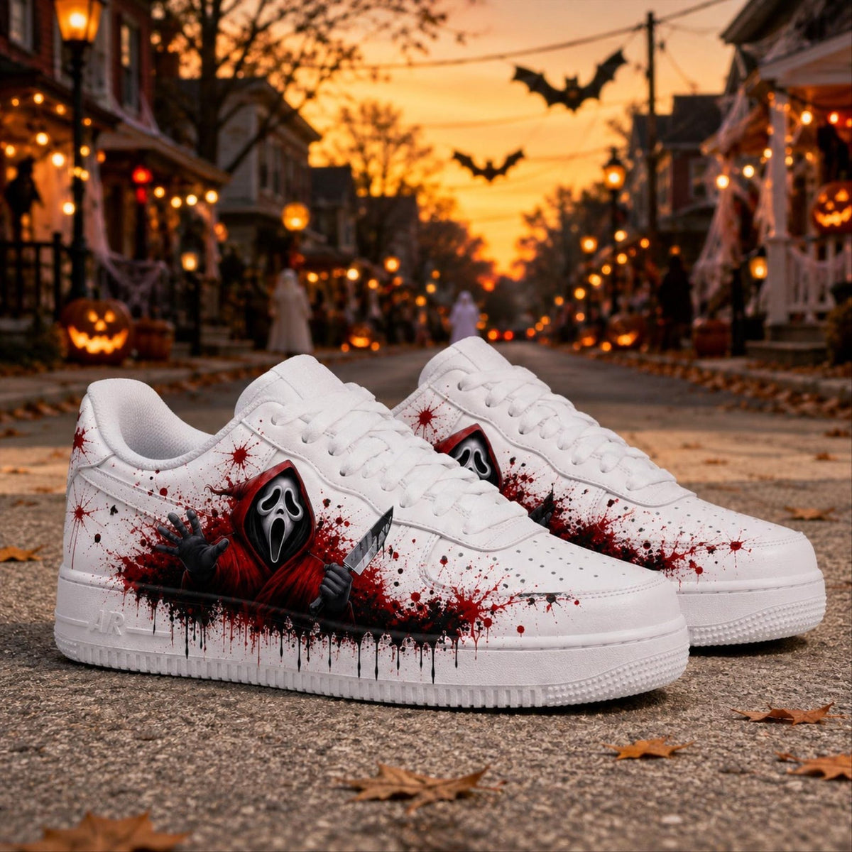 Hand Painted Ghostface Air Force 1 Shoes, Custom Halloween Ghostface  AF1 Sneakers, Halloween Horror Sneakers, Gift for People