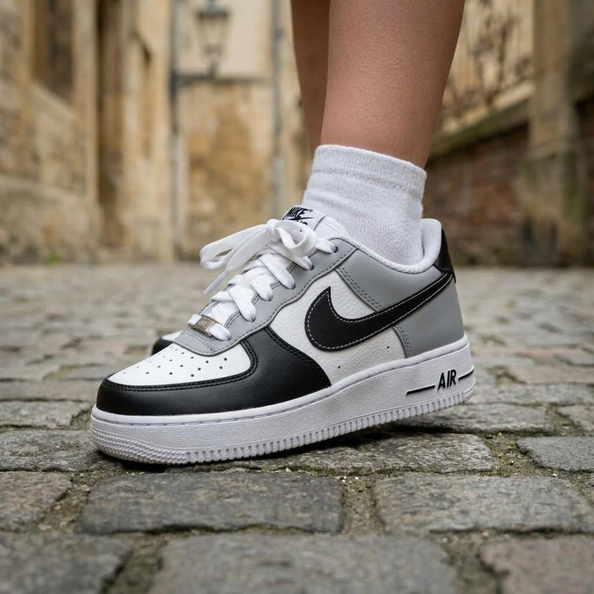 Black White Custom Sneakers, Hand Painted Shoes, Minimalist Design, Monochrome Streetwear Gift