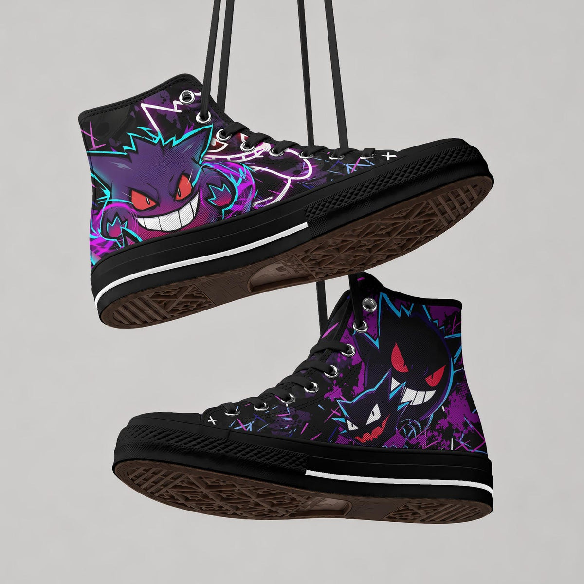 Gengar High Top Canvas Shoes Spooky Ghost Graphic Sneakers Gothic Streetwear Unisex Casual Footwear Gengar Gifts